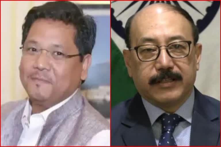Meghalaya CM Sangma and Foreign Secretary Harsh Vardhan Shringla