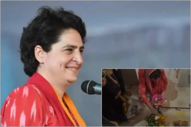 Priyanka Gandhi offered prayer at Sihari Shiva temple in Lucknow