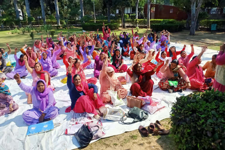 Anganwadi workers protest in Haryana