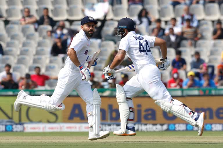 ind vs sl 1st test  ഇന്ത്യ ശ്രീലങ്ക ഒന്നാം ടെസ്റ്റ്  കോലി ക്രീസില്‍  ലങ്കയ്‌ക്കെതിരെ ഇന്ത്യക്ക് ഭേദപ്പെട്ട തുടക്കം  India got good start against Sri Lanka  Kohli in crease  100th test of kohli  വിരാട് കോലിയും ഹനുമ വിഹാരിയും ക്രീസിൽ