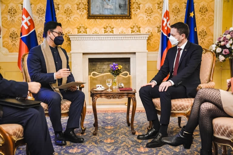 Law Minister Kiren Rijiju who is overseeing the evacuation of Indians from war-hit Ukraine through Slovakia on Friday called on the prime minister of the Slovak Republic.