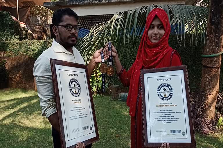 Kozhikode Mukkam Chendamangallur Couple World Record  Kozhikode Couple Holds World Record for Most Online Course Certificates  ലോക റെക്കോർഡ് സ്വന്തമാക്കി മലയോര ദമ്പതികൾ  കോഴിക്കോട് മുക്കം ചേന്ദമംഗല്ലൂർ ദമ്പതികൾ  ജിഹാദ് യാസിർ നിമിഷ ഓൺലൈൻ കോഴ്‌സ് സർട്ടിഫിക്കറ്റ്  ഏറ്റവും കൂടുതൽ ഓൺലൈൻ കോഴ്‌സ് സർട്ടിഫിക്കറ്റുകൾ നേടി ദമ്പതികൾ  ഓൺലൈൻ കോഴ്‌സ് സർട്ടിഫിക്കറ്റുകൾ നേടി ഇന്‍റർനാഷണൽ ബുക്ക് ഓഫ് റെക്കോഡ്  Jihad Yasir and wife nimisha International Book of Records  ഓൺലൈൻ കോഴ്‌സ് സർട്ടിഫിക്കറ്റ് റെക്കോഡ് ദമ്പതികൾ