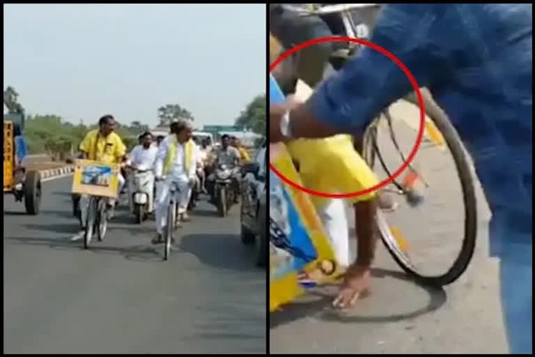 MLA Rama naidu injured, cycle yatra