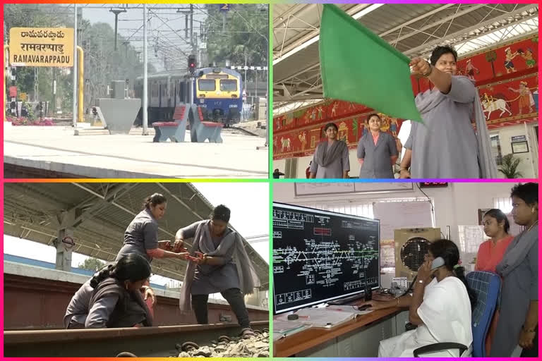 women employees at Ramavarappadu railway station