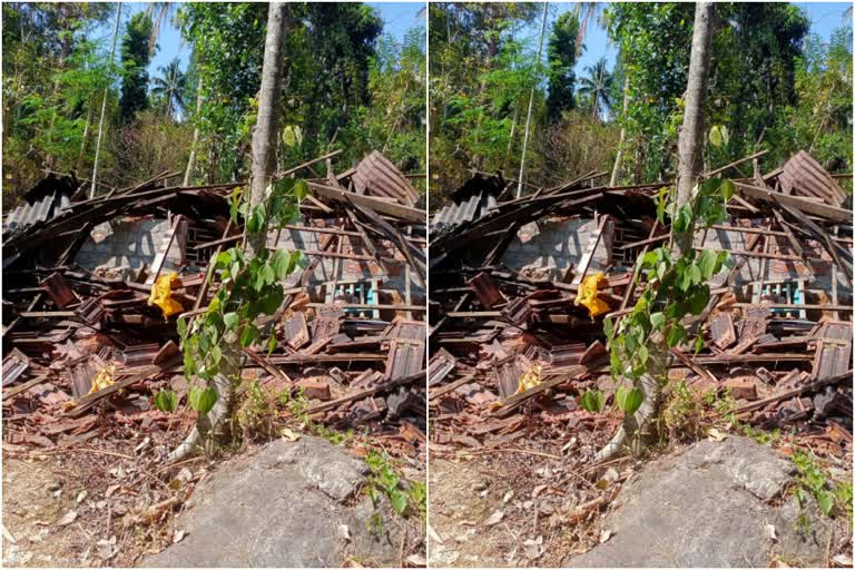 wild elephants destroyed house In Vadakkancherry  palakkad news  കാട്ടാനക്കൂട്ടം വീട് തകർത്തു  wild elephants  വടക്കഞ്ചേരിയിൽ കാട്ടാന ശല്യം