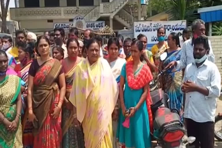 BC unions Protest at Nandigama DSP office