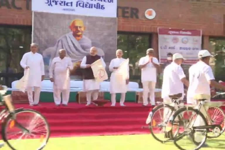 Amit Shah flags off 'Dandi Cycle Yatra' on 92nd anniversary of historic march