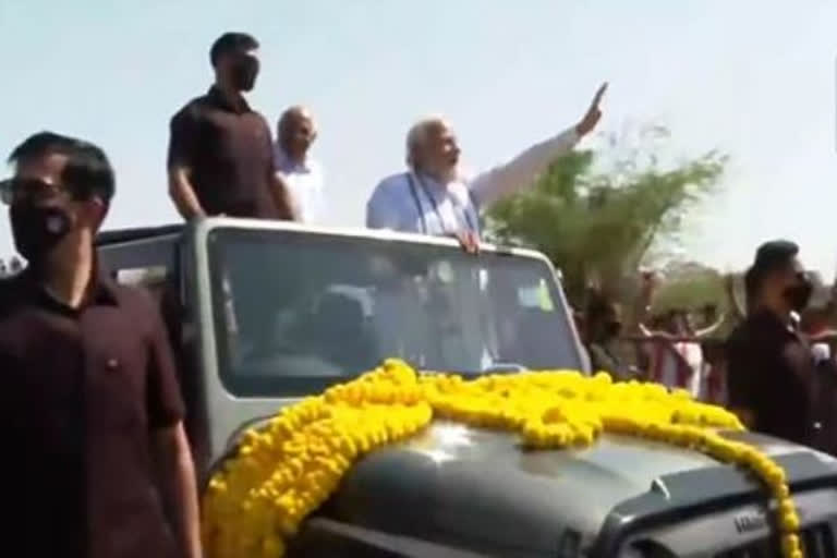 PM Modi holds roadshow in Gujarat's Gandhinagar