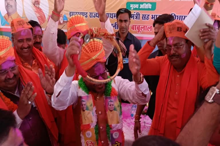 BJP leaders drenched with color abir