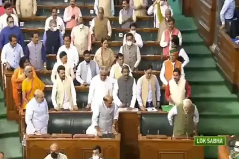 The prime minister entered the House minutes after the proceedings began and immediately all MPs belonging to the BJP gave him a standing ovation and thumped desks while chanting Modi, Modi