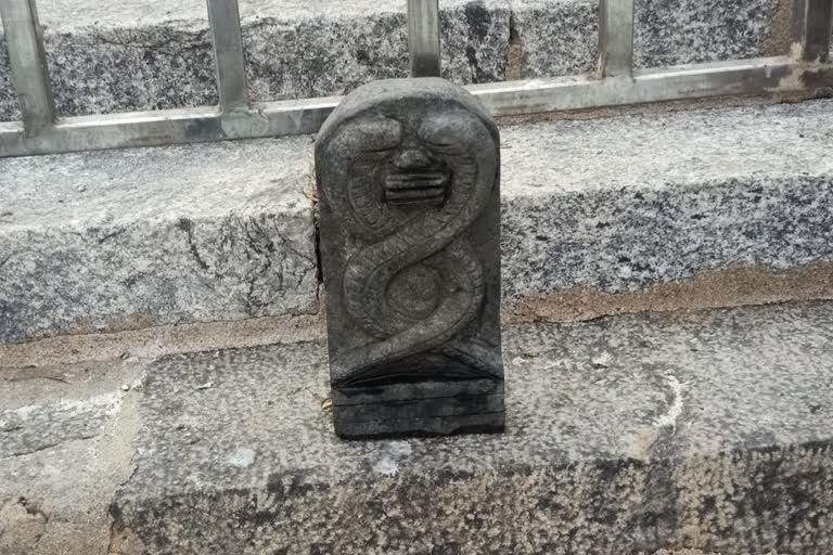 கபாலீஸ்வரர் தெப்பக்குளத்தில் இரட்டை பாம்பு சிலை கண்டெடுப்பு