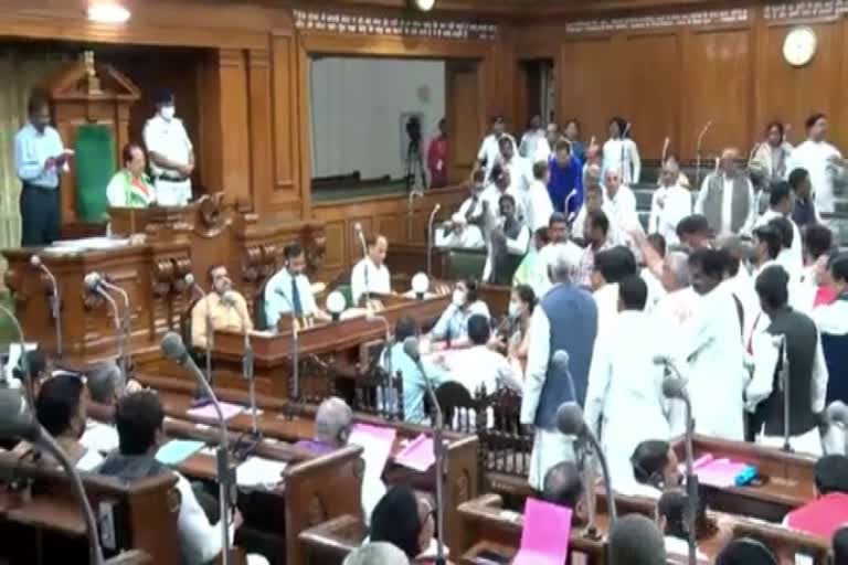 Opposition uproar in Bihar Assembly over Nitish Kumar Vs Vijay Sinha