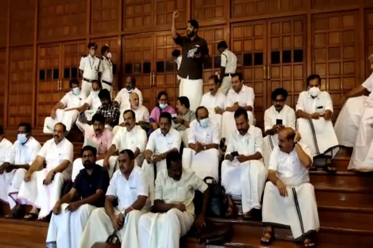 Opposition raised police action against Madappally K Rail protesters in the assembly  Opposition raised police action against protesters at K Rail stone laying at Madappally in assembly  Kottayam Madappally protest against K Rail stone laying  സഭയില്‍ നിന്ന് പ്രതിപക്ഷം ഇറങ്ങിപ്പോക്ക്  കെ-റെയിൽ കല്ലിടൽ നിയമസഭയില്‍ ഉന്നയിച്ച് പ്രതിപക്ഷം  കെ-റെയിലിൽ പ്രതിപക്ഷ നേതാവ് വിഡി സതീശന്‍  Opposition leader VD Satheesan on K-Rail  Opposition raised Madappally K Rail protest issue in the assembly