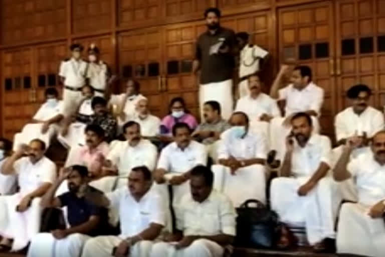 The opposition Congress-led UDF boycotted the Kerala Assembly proceedings on Thursday protesting the police action against locals who opposed the laying of survey stones for the Left government's flagship Silver Line project in Kottayam district.