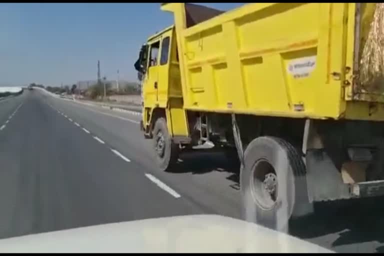 speeding dumper filled with gravel hits mining officers car