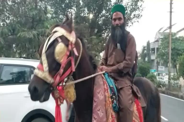 Man using Horses  due to increase in petrol price, attraction in maharashtra