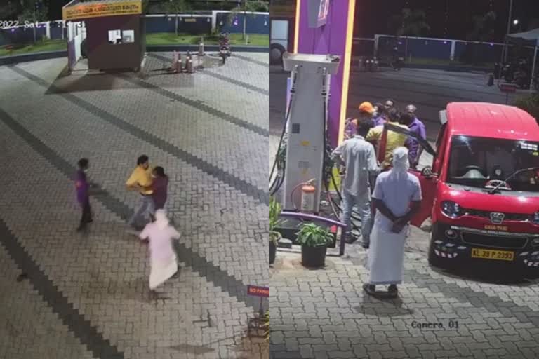 Petrol pump employees harassed in kozhikode  auto driver beats petrol pump employees  പെട്രോൾ പമ്പ് ജീവനക്കാർക്ക് ഓട്ടോഡ്രൈവറുടെ മർദനം  പെട്രോൾ പമ്പ് ജീവനക്കാർക്ക് മർദനം