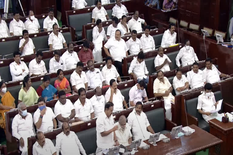 mekedatu dam issue  tamil nadu assembly  debate on the budget  mekedatu dam resolution in tamil nadu assembly  mekedatu dam issue resolution  மேகதாது அணை கட்ட எதிர்ப்பு  மேகதாது அணை  மேகதாது அணை கட்ட எதிர்ப்பு சட்டபேரவையில் தீர்மானம்  தமிழ்நாடு சட்டபேரவை  பட்ஜெட் மீதான விவாதம்