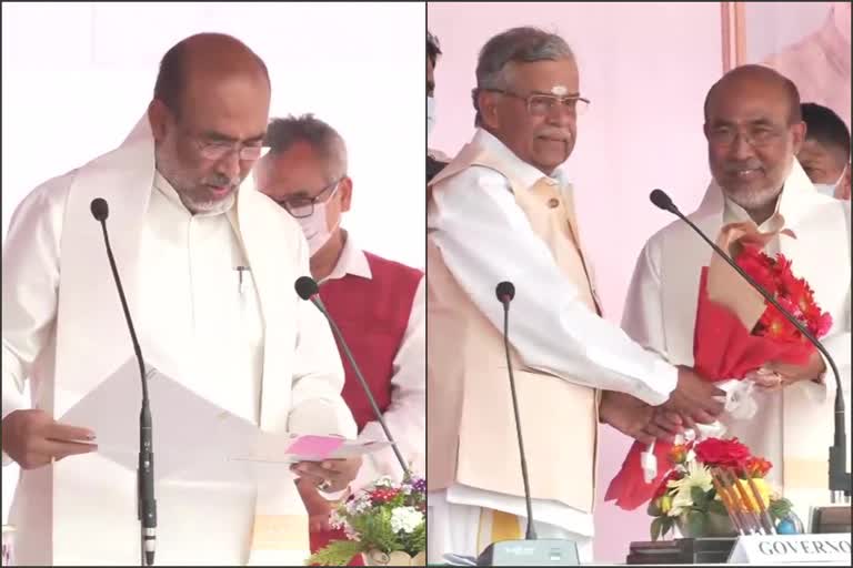 N Biren Singh takes oath