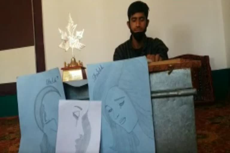 Pulwama deaf and dumb student draws beautiful sketches
