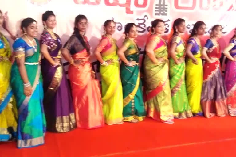 indian traditional fashion show in usharama engineering college at krishna district