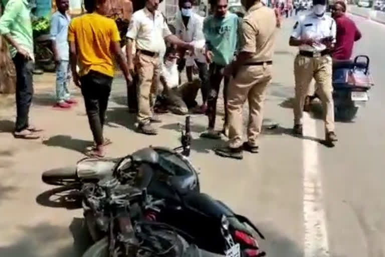 Bike Collided Traffic Police