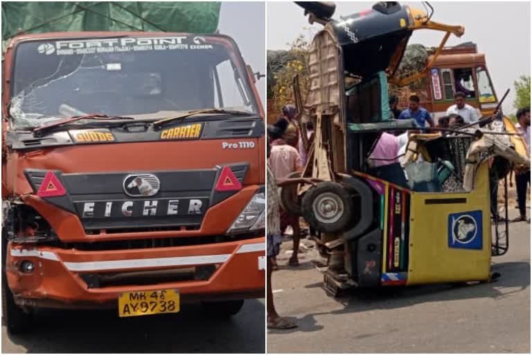 ಚಿತ್ರದುರ್ಗದ ಬಳಿ ಲಾರಿ-ಆಟೋ ನಡುವೆ ಅಪಘಾತ