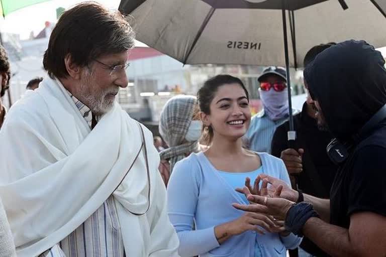 amitabh bachchan shares a pic with rashmika mandanna from goodbye set