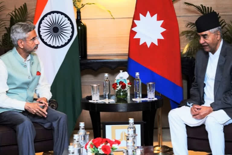 External Affairs Minister Dr S Jaishankar on Friday called on Nepal Prime Minister Sher Bahadur Deuba as he arrived in New Delhi