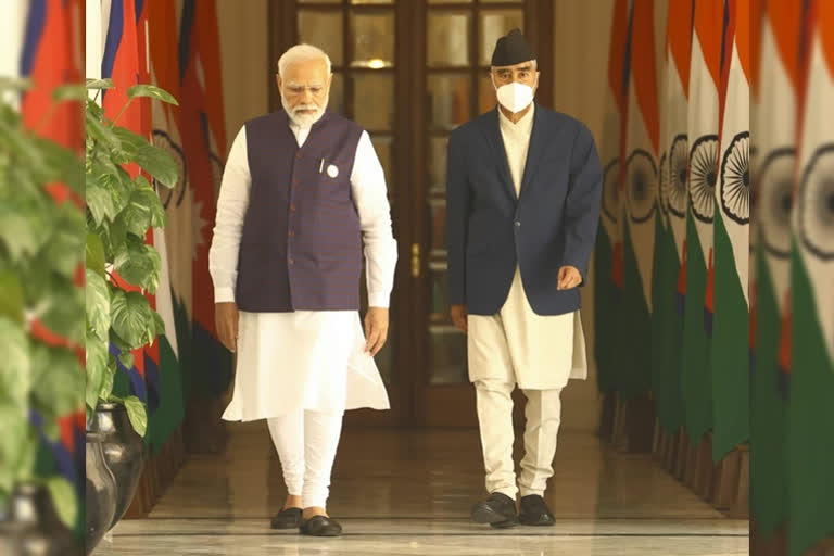 PM Narendra Modi and Nepal PM Sher Bahadur Deuba meet at Hyderabad House in Delhi