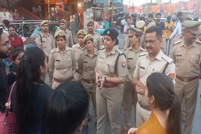 Noida Police launched anti Romeo campaign police officers patrolled busy places