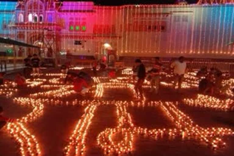 Ramraja Orchha city lit with lamps on Ramnavmi