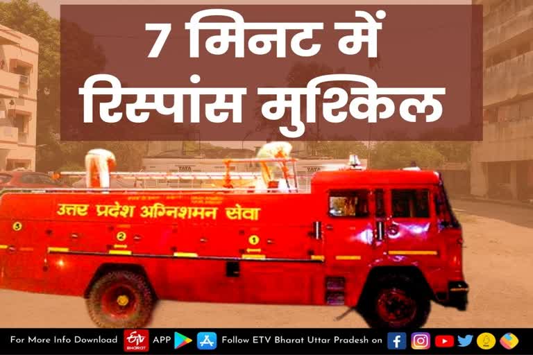 yogi adityanath  fire servise  Lucknow latest news  etv bharat up news  7 मिनट में रिस्पांस मुश्किल  Response difficult in 7 minutes  despite CM instructions  भीषण गर्मी और उमस  मुख्यमंत्री योगी आदित्यनाथ  फसलों में आग  7 मिनट का रिस्पांस टाइम  फायर स्टेशन  फायर विभाग  डीआईजी फायर आकाश कुलहरि