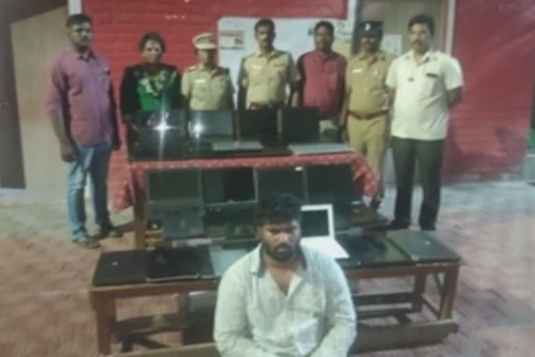 A 25-year-old economics graduate in Tamil Nadu's Chennai was nabbed on Saturday on charges of allegedly stealing laptops from medical hospitals across the country