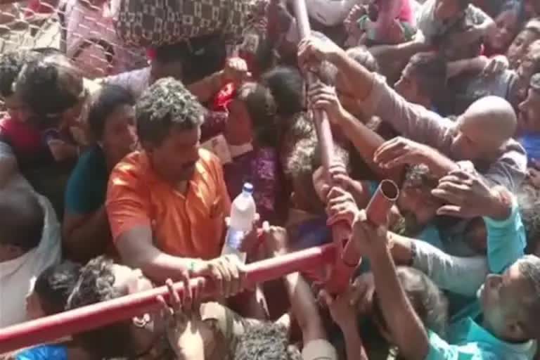 The crowd at Srivari Sarvadarshana token issuance center in Tirupati .. Three injured