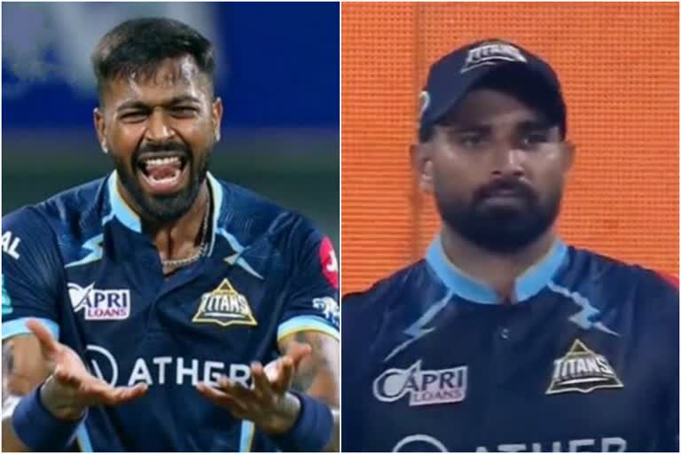 Hardik Pandya loses cool on Mohammed Shami  Hardik Pandya  Mohammed Shami  Gujarat Titans captain Hardik Pandya  IPL 2022  ഐപിഎല്‍ 2022  ഗുജറാത്ത് ടൈറ്റന്‍സ് ക്യാപ്റ്റന്‍ ഹാര്‍ദിക് പാണ്ഡ്യ  ഹാര്‍ദിക് പാണ്ഡ്യ ക  ഹാര്‍ദികിനെതിരെ സോഷ്യല്‍ മീഡിയ  മുഹമ്മദ് ഷമി