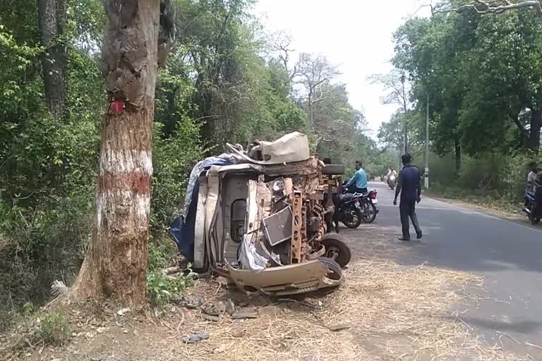 Tata Ace crashes to the tree