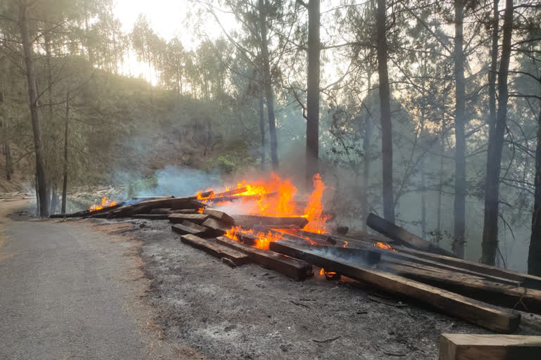 wood sleeper burnt due to fire