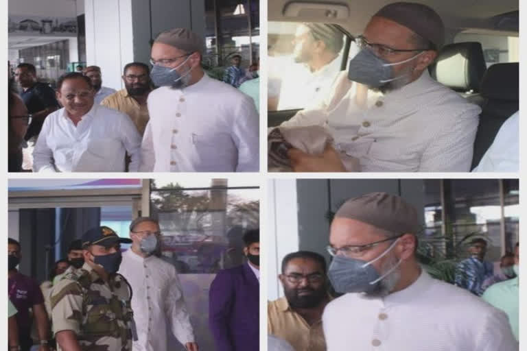 Protest staged against Owaisi in Ahmedabad  Black flags displayed when he was leaving for Iftaar  people of Maktampura had reached with banners and black flags  അസദുദ്ദീന്‍ ഉവൈസിക്കെതിരെ പ്രതിഷേധം