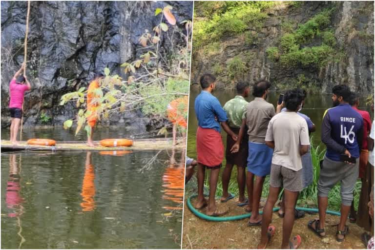 Sholayur quarry accident one missing  പാലക്കാട് കാൽവഴുതി ക്വാറിയിൽ വീണ ഇതരസംസ്ഥാന തൊഴിലാളിയെ കാണാനില്ല  ക്വാറിയിലെ വെള്ളക്കെട്ടിൽ വീണ് കാണാതായാള്‍ക്കായി തെരച്ചില്‍  palakkad todays news  പാലക്കാട് ഇന്നത്തെ വാര്‍ത്ത