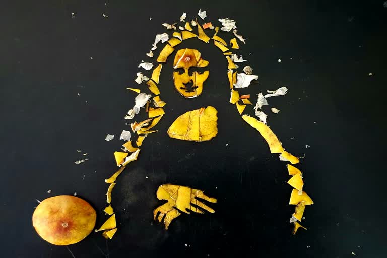 monalisa painting with lemon peels