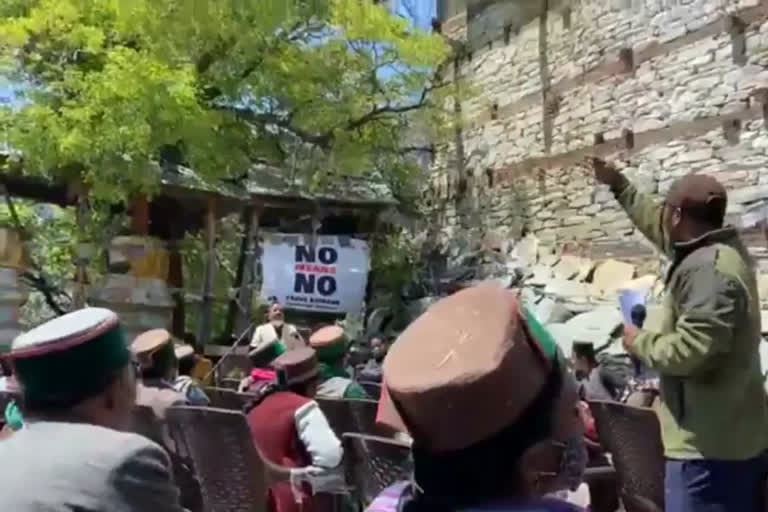 protest against SJVN in Kinnaur.