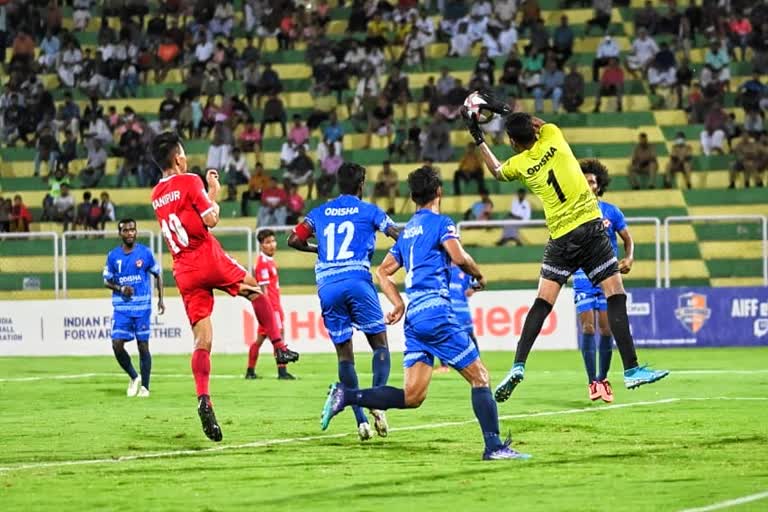 santosh trophy 2022  75th santhosh trophy football  Manipur vs Odisha  Odisha beat Manipur in santosh trophy  37-ാം മിനിറ്റില്‍ കാര്‍ത്തിക് ഹന്‍തലാണ് ഒഡീഷക്കായി ഗോള്‍ നേടിയത്.  സന്തോഷ് ട്രോഫി: ഒഡീഷയ്ക്ക് മുന്നിൽ മണിപ്പൂരിന് കാലിടറി  Santosh trophy Odisha beat Manipur  സന്തോഷ് ട്രോഫിയിൽ മണിപ്പൂരിനെ തകർത്ത് ഒഡീഷ.