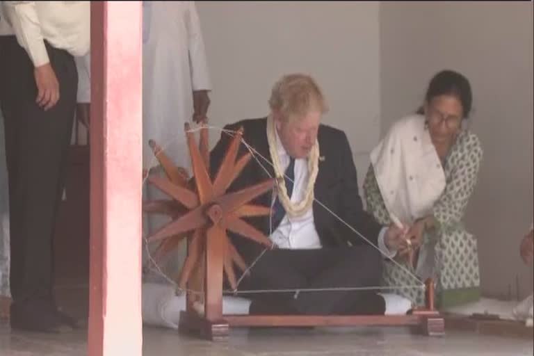 UK PM Boris Johnson visits Sabarmati Ashram in Ahmedabad