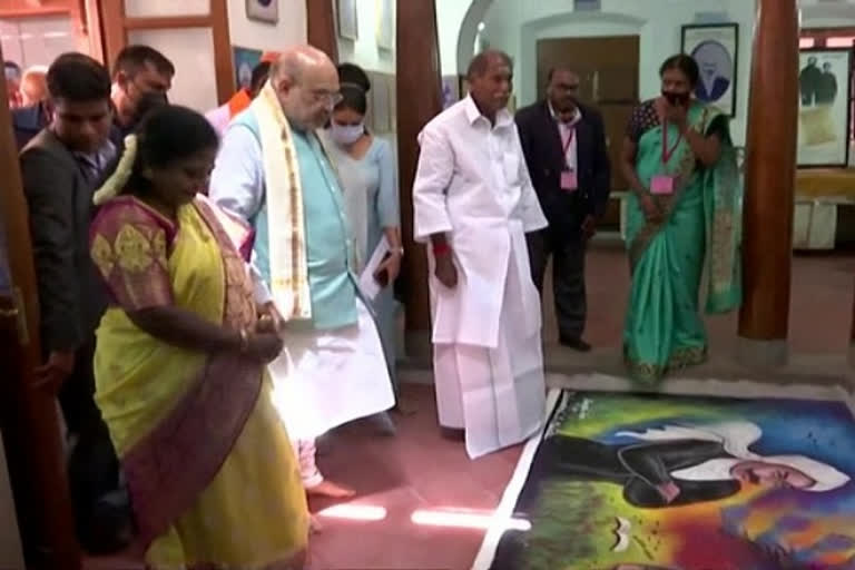 Puducherry: Amit Shah visits Mahakavi Bharathiyar Memorial Museum