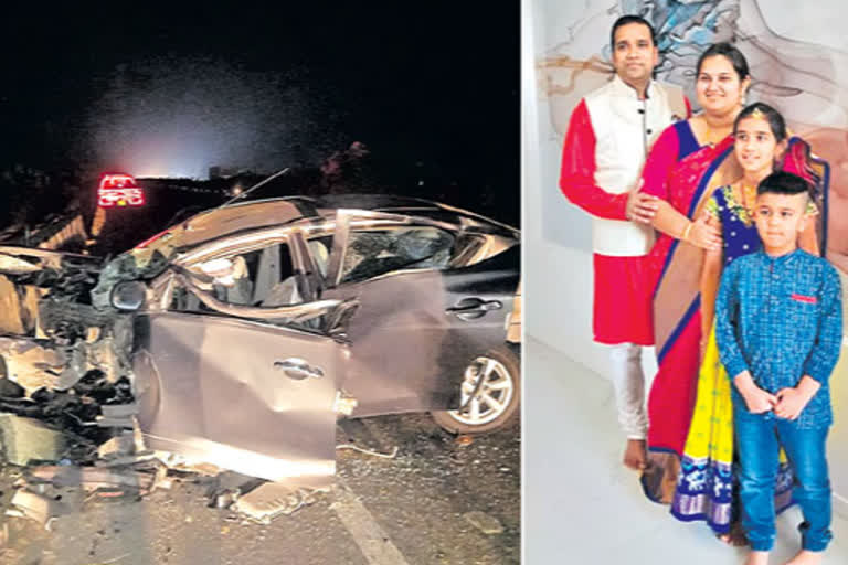 couple died and three severely injured in hyderabad-vijayawada highway road accident