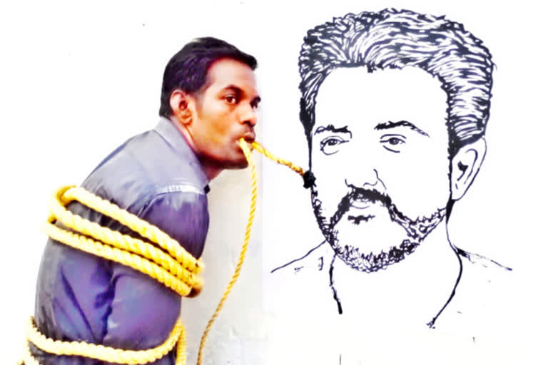 ஓவியர் செல்வம் புதுமையான முறையில் அஜித்குமாருக்கு பிறந்தநாள் வாழ்த்து