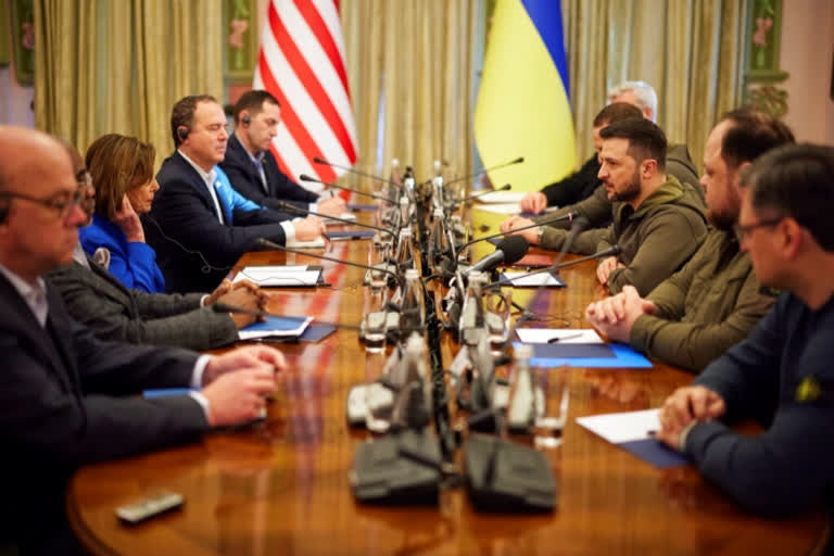 A long-awaited evacuation of civilians from a besieged steel plant in the Ukrainian city of Mariupol was under way Sunday, as U.S. House Speaker Nancy Pelosi revealed that she visited Ukraine's president to show unflinching American support for the country's defense against Russia's invasion