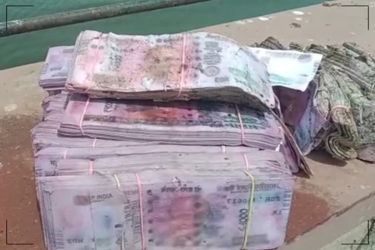 Bundles of Two Thousand Currency in Anasagar Lake