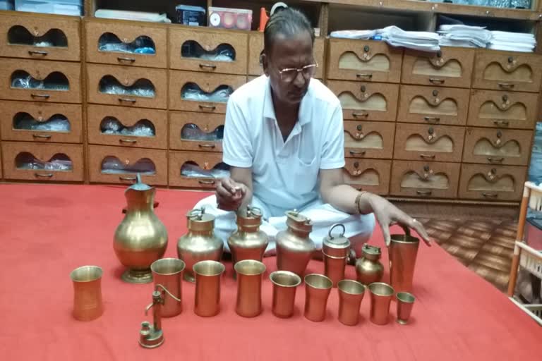 collection of ancient brass utensils